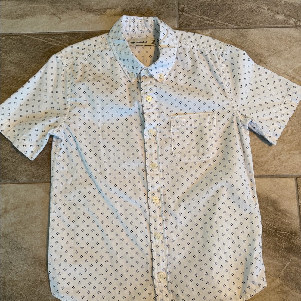 Abercrombie Kids White and Blue Patterned Shirt